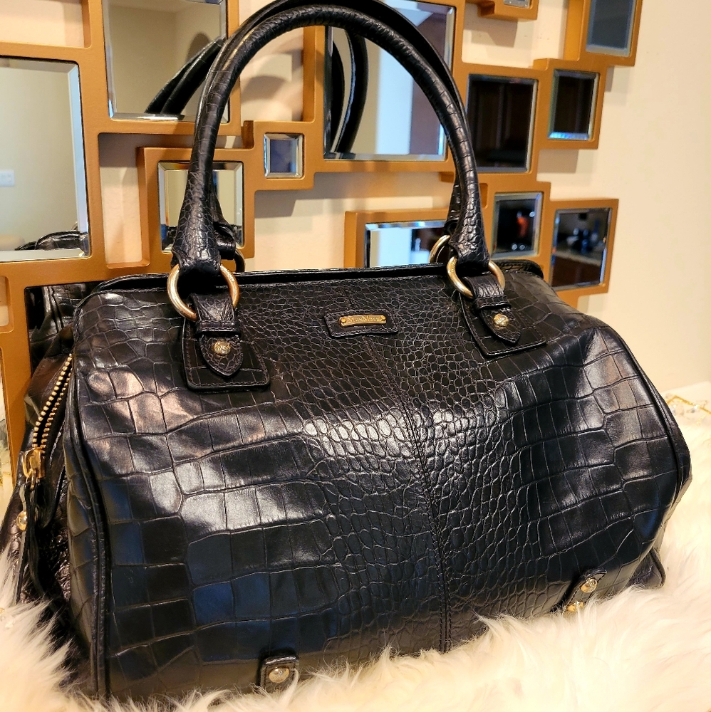 Black Vintage MaxMara crocodile style handbag